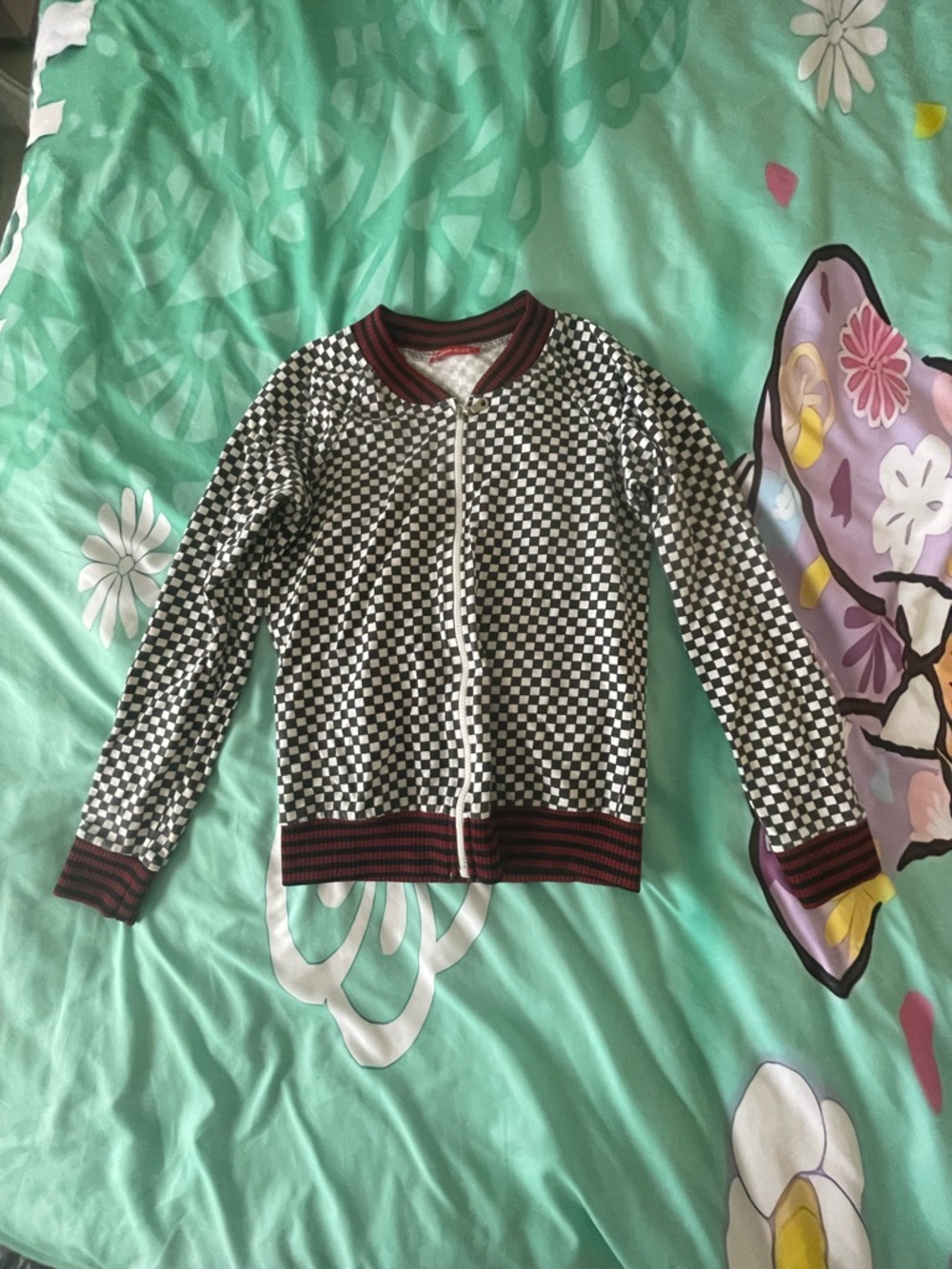 Checkered Zip Up Hoodie